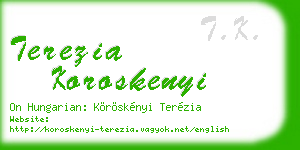 terezia koroskenyi business card